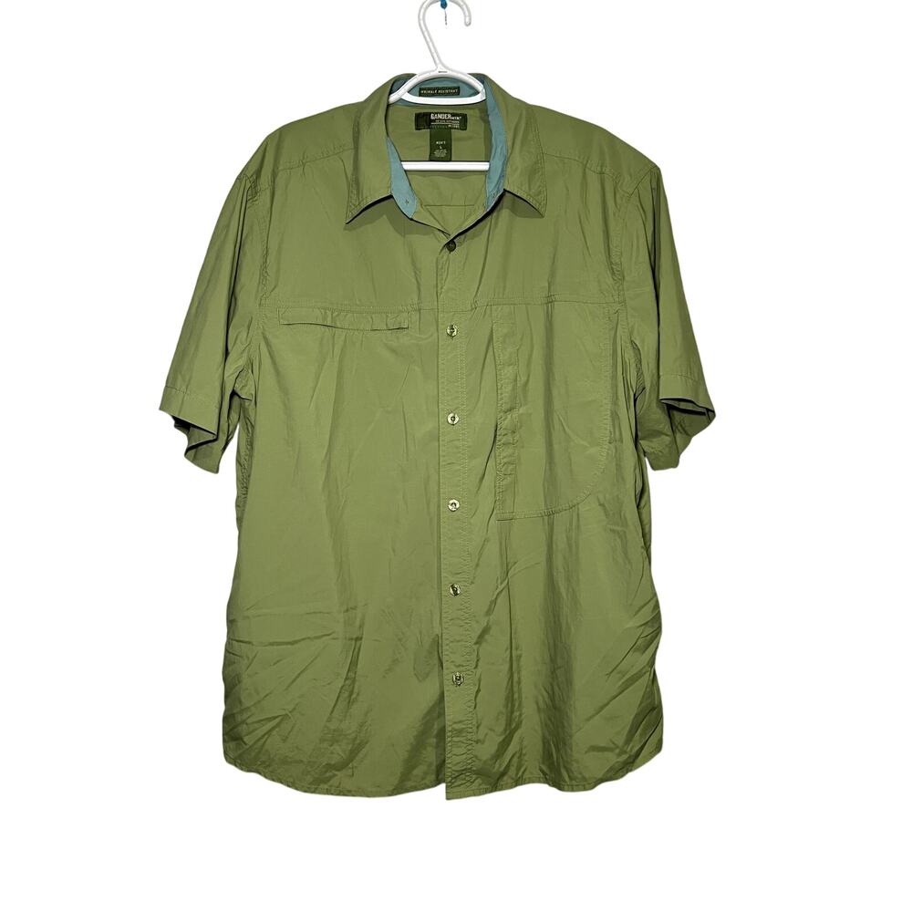 Gander Mountain green nylon utility button down camp shirt mens‎ large gorpcore